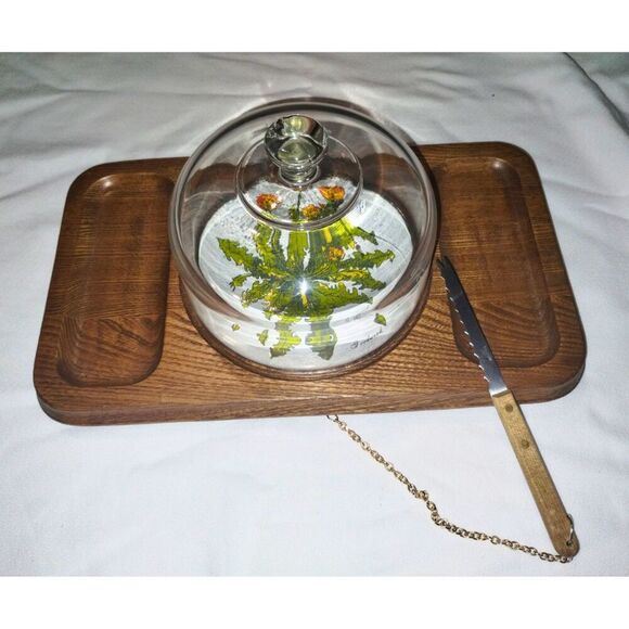 Goodwood Other - Vintage Goodwood Teak Dandelion, Knife, Glass Cloche Cheese Cracker Charcuterie0